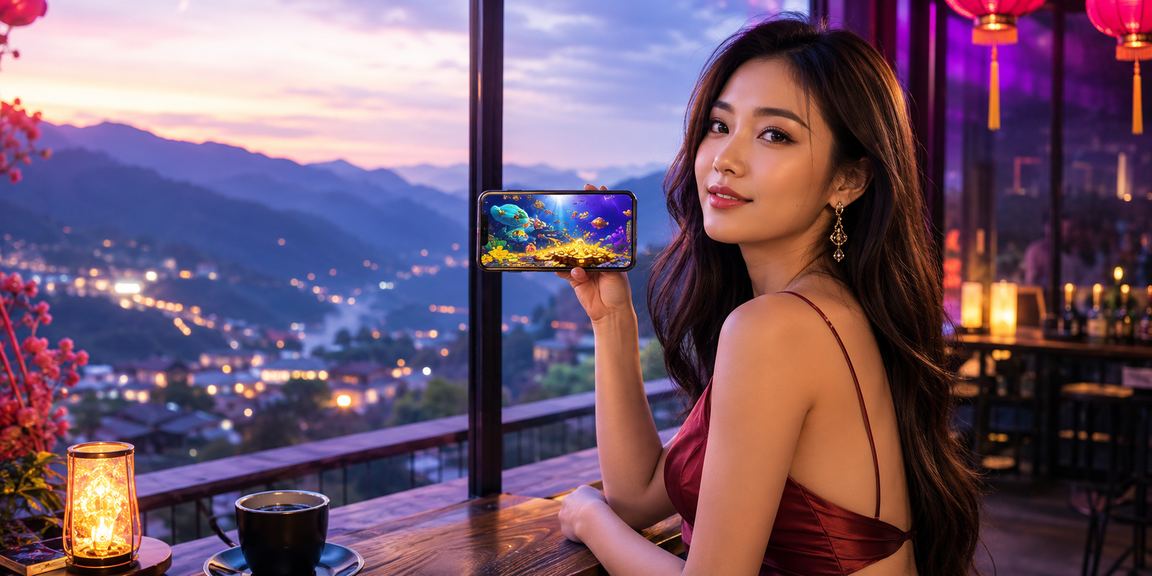 Người dùng duyệt trang giải trí trên di động trong không gian cà phê vùng Sa Pa